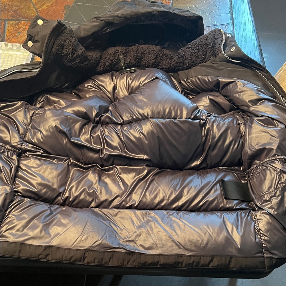 Mackage Glossy Black Hooded Jacket